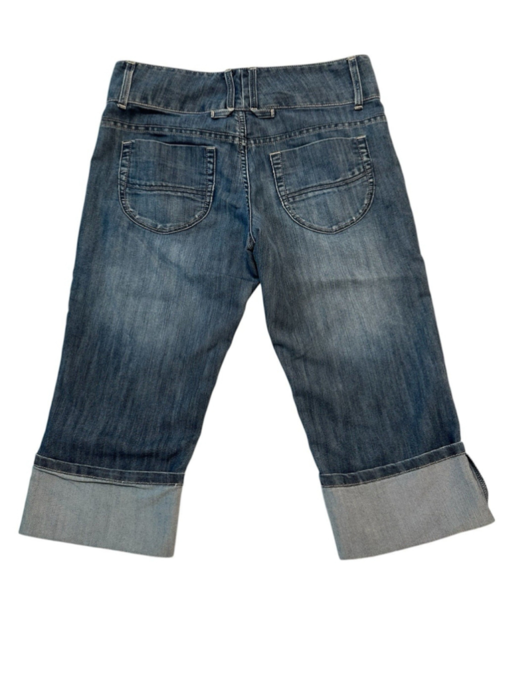 Lee Capri Jeans Sewn In Cuffed Hem Mid-Rise Womens 6M Distressed Stretch - Picture 14 of 16